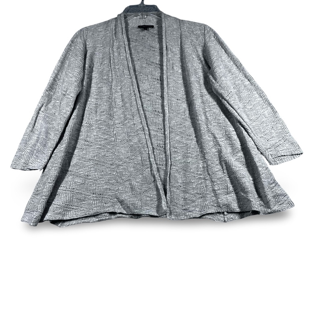 Eileen Fisher Cardigan Womens Large beige Knit Open Front Minimalist Long Sleeve